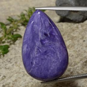 Intense Violet Charoite Gem - 27.2ct Pear Cabochon (ID: 471315)