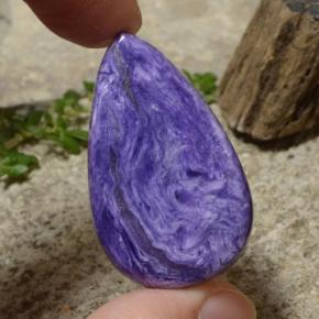 37.32 ct Violet Charoite Gemstone, Charoite Gem in Pear Cabochon Shape for Sale.
