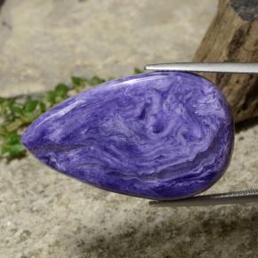 37.32 ct Violet Charoite Stone, Natural Charoite in Pear Cabochon Shape for Sale