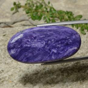 35.71 ct Violet Charoite Stone, Natural Charoite in Oval Cabochon Shape for Sale