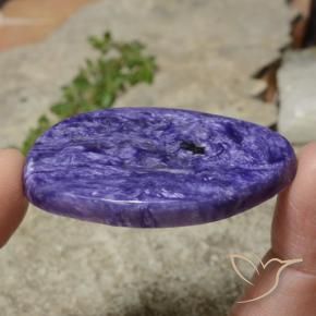 Charoite Gemstone in 47.4 x 28.2 mm Size for Sale, Charoite Stone in Intense Violet Color