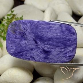 40.09 ct Violet Charoite Stone, Natural Charoite in Cushion Cabochon Shape for Sale