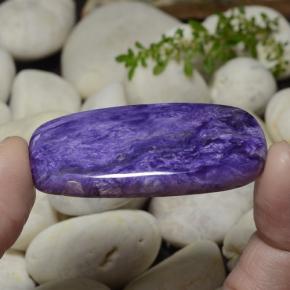 Charoite Gemstone in 46.6 x 22.5 mm Size for Sale, Charoite Stone in Intense Violet Color