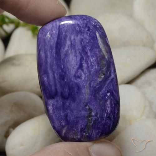 60.55 ct Violet Charoite Stone, Natural Charoite in Cushion Cabochon Shape for Sale