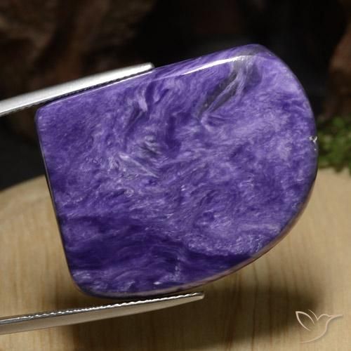 46.73 ct Violet Charoite Stone, Natural Charoite in Fancy Cabochon Shape for Sale
