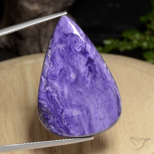 Velvet Purple Violet Charoite Gem - 31.1ct Pear Cabochon (ID: 472245)