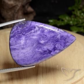 31.11 ct Violet Charoite Stone, Natural Charoite in Pear Cabochon Shape for Sale