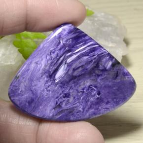 67.11 ct Violet Charoite Gemstone, Charoite Gem in Pear Cabochon Shape for Sale.