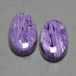 16.88 ctw Violet Charoite Gemstones, Charoite Gems in Oval Cabochon Shape for Sale.