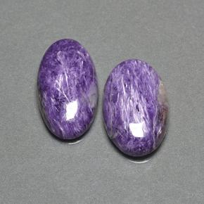 13.23 ctw Violet Charoite Gemstones, Charoite Gems in Oval Cabochon Shape for Sale.