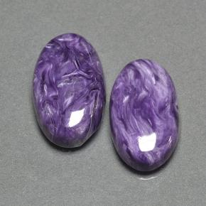 14.13 ctw Violet Charoite Gemstones, Charoite Gems in Oval Cabochon Shape for Sale.
