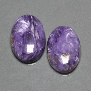 20.82 ctw Violet Charoite Gemstones, Charoite Gems in Oval Cabochon Shape for Sale.