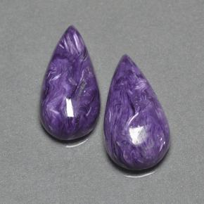 12.53 ctw Violet Charoite Gemstones, Charoite Gems in Pear Cabochon Shape for Sale.