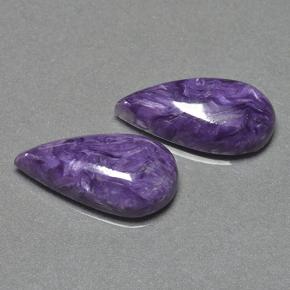 12.53 ctw Violet Charoite Stones, Natural Charoite in Pear Cabochon Shape for Sale
