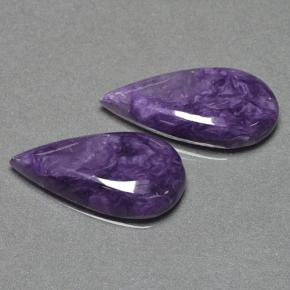 12.58 ctw Violet Charoite Stones, Natural Charoite in Pear Cabochon Shape for Sale