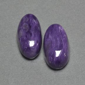 9.91 ctw Violet Charoite Gemstones, Charoite Gems in Oval Cabochon Shape for Sale.