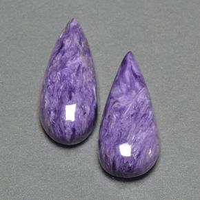 13.24 ctw Violet Charoite Gemstones, Charoite Gems in Pear Cabochon Shape for Sale.