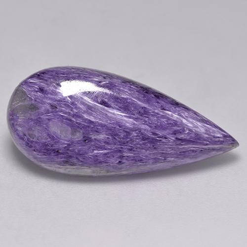 Dark Violet Charoite Gem - 11ct Pear Cabochon (ID: 527185)