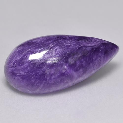 Velvet Purple Violet Charoite Gem - 9.9ct Pear Cabochon (ID: 527404)