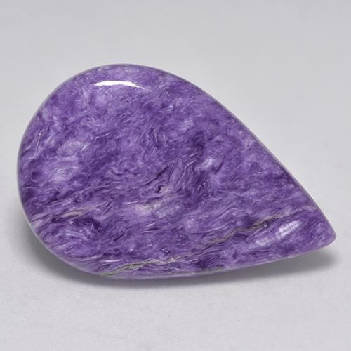 Charoite viola taglio pera da 8,71 ct dalla Russia, dimensione 24 x 15,9mm, pietra preziosa naturale non trattati , purezza Opaque, Charoite Cabochon pera da 1 pz, durezza Mohs di 4,5 - 5, Photo A