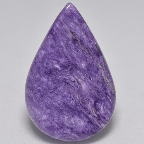 8.71 ct Violet Charoite Stone, Natural Charoite in Pear Cabochon Shape for Sale