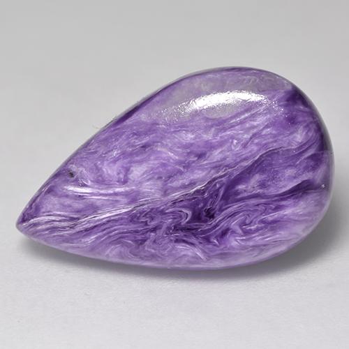 Medium Violet Charoite Gem - 9.4ct Pear Cabochon (ID: 527895)