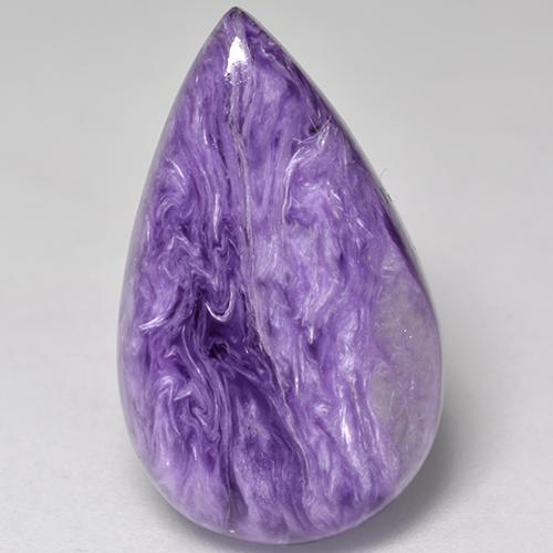 9.36 ct Violet Charoite Stone, Natural Charoite in Pear Cabochon Shape for Sale