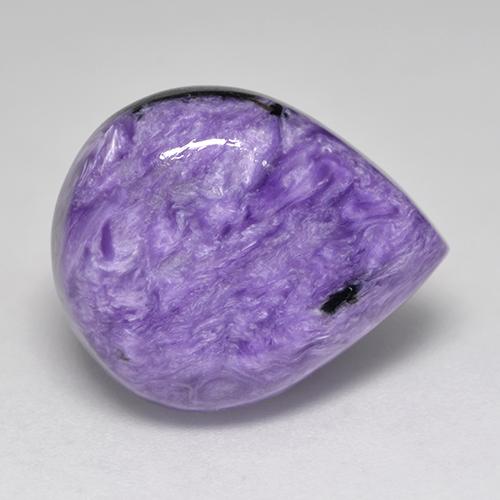 Medium Violet Charoite Gem - 10.5ct Pear Cabochon (ID: 527897)