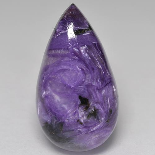 12.28 ct Violet Charoite Stone, Natural Charoite in Pear Cabochon Shape for Sale