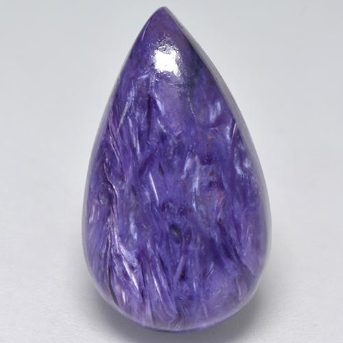 Medium Violet Charoite Gem - 7.9ct Pear Cabochon (ID: 528154)