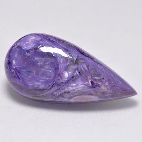 Medium Violet Charoite Gem - 12.7ct Pear Cabochon (ID: 528843)
