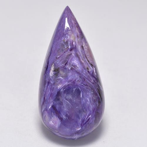12.73 ct Violet Charoite Stone, Natural Charoite in Pear Cabochon Shape for Sale
