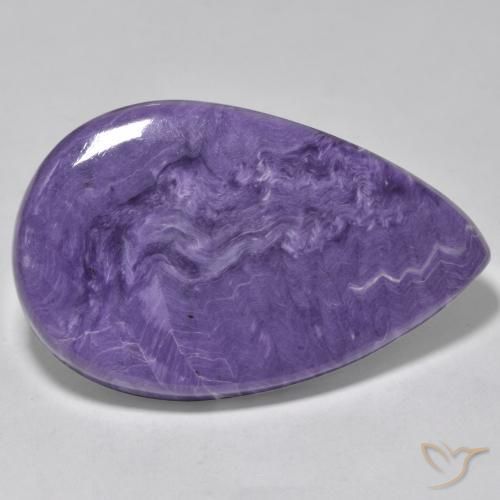 50.59 ct Violet Charoite Stone, Natural Charoite in Pear Cabochon Shape for Sale