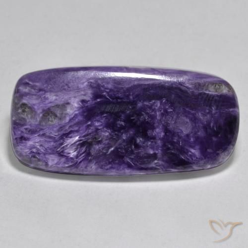 37.13 ct Cushion Charoite, 35 x 16.9 mm From Russia, Photo A