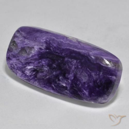 37.13 ct Violet Charoite Stone, Natural Charoite in Cushion Cabochon Shape for Sale