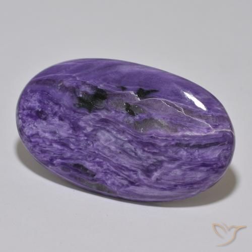 56.50 ct Violet Charoite Stone, Natural Charoite in Oval Cabochon Shape for Sale