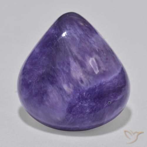 12,93 ct birnenschliff Charoit aus Russland, Größe: 18,5 x 17,5mm, Reinheit: Opaque, Garantiert echter Edelstein, 1 Stück Charoit in Mittelviolett Farbe, Mohs-Härte von 4,5 - 5, Photo A