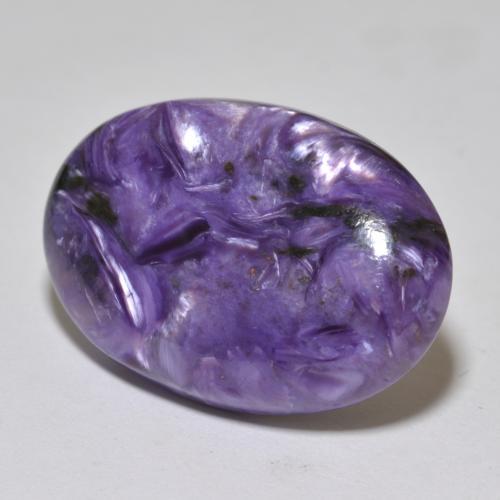 25,4 x 17,2mm ovaler violetter Charoit aus Russland, Gewicht von 19,65 ct, natürlicher Edelstein in Opaque Reinheit, 1 Stück ovaler Charoit - Farbe: Tiefviolett, Mohs-Härte von 4,5 - 5, Photo A