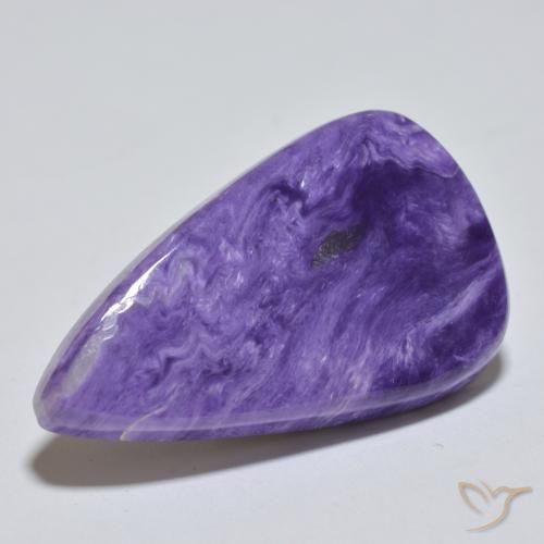 Medium Violet Charoite Gem - 25.4ct Pear Cabochon (ID: 567771)