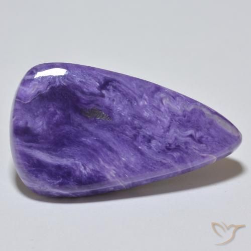 25.37 ct Violet Charoite Stone, Natural Charoite in Pear Cabochon Shape for Sale