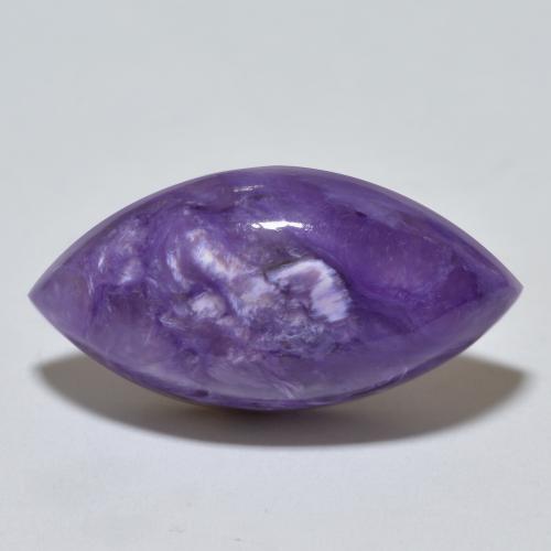 Mauve Violet Charoite Gem - 13.9ct Marquise Cabochon (ID: 567776)