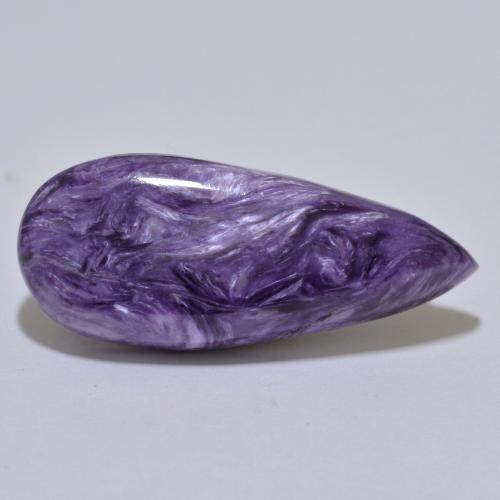 17.33 ct Violet Charoite Stone, Natural Charoite in Pear Cabochon Shape for Sale