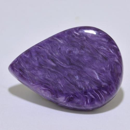 Dark Violet Charoite Gem - 15.2ct Pear Cabochon (ID: 567800)