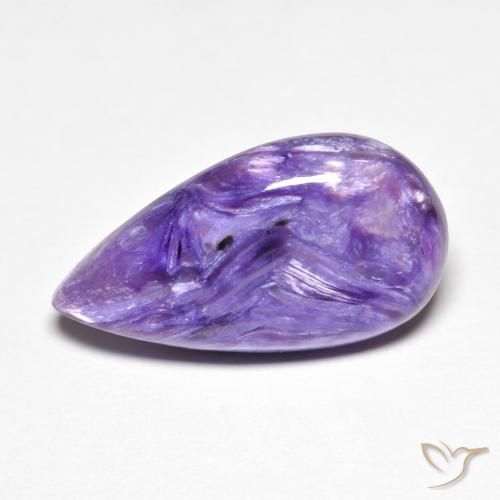 Charoïte Poire en damier des États-Unis 7,57 ct, dimension 19,6 x 10,7mm, pureté Opaque , pierre gemme naturelle Non traité, 1 pièce de charoite de couleur Violet pourpre léger, dureté Mohs de 4.5 à 5, Photo A