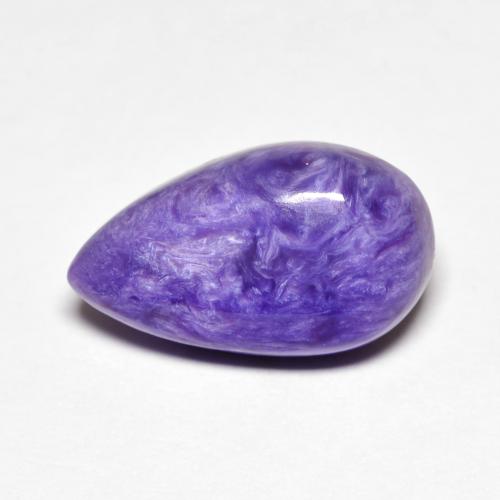 Charoite Cabochon pera da 5,08 ct dalla Russia, dimensione 14,6 x 8,7mm, purezza Opaque, pietra preziosa naturale non trattati, Charoite 1pc in colore Velluto Viola Viola, durezza Mohs di 4,5 - 5, Photo A