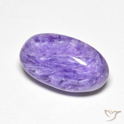 7.11 ct Violet Charoite Stone, Natural Charoite in Oval Cabochon Shape for Sale