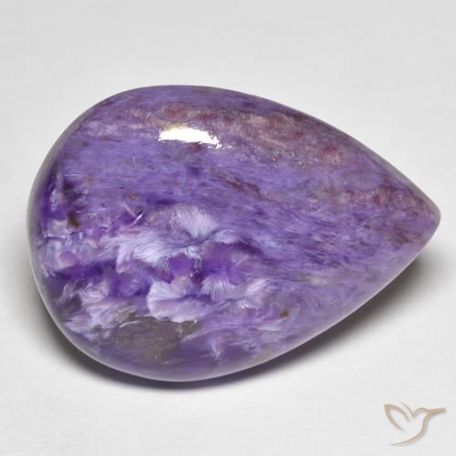 14.25 ct Violet Charoite Stone, Natural Charoite in Pear Cabochon Shape for Sale