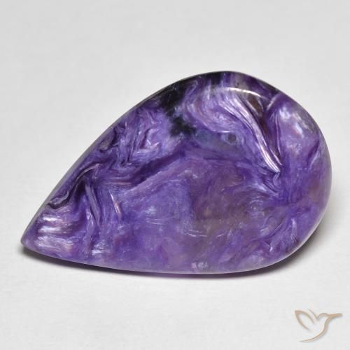 Charoite 23,5 x 15,4mm viola Cabochon pera dalla Russia, peso di 11,26 ct, gemma naturale non trattati in purezza Opaque, 1 pezzo Charoite - Colore: Viola, durezza Mohs di 4,5 - 5, Photo A