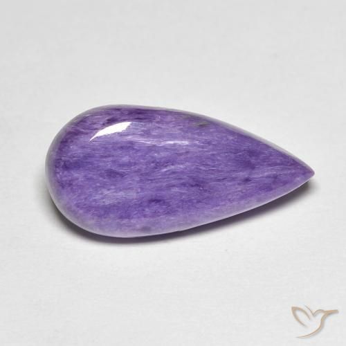 6.67 ct Violet Charoite Stone, Natural Charoite in Pear Cabochon Shape for Sale