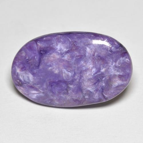 8.48ct Oval Light Velvet Purple Violet Charoite from Russia, Dimension 20.3 x 12.6mm, Natural untreated Gemstone, Opaque Clarity, 1pc Oval Cabochon Charoite, Mohs Hardness of 4.5 - 5, Photo A